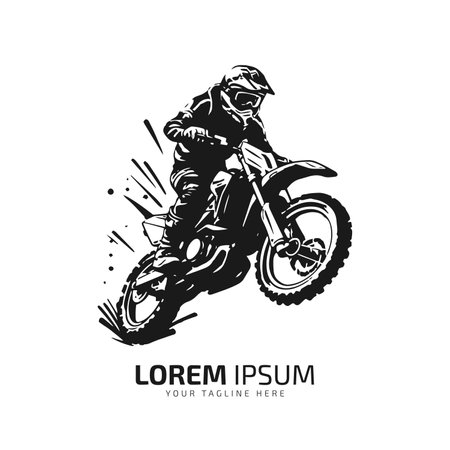 minimal and abstract logo of mud bike icon dirt bike vector silhouette isolated design jump the bikeのイラスト素材