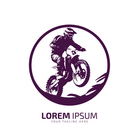 minimal and abstract logo of mud bike icon dirt bike vector silhouette isolated design in circleのイラスト素材