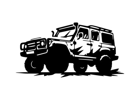 minimal and abstract logo of jeep icon car vector silhouette isolated design templateのイラスト素材