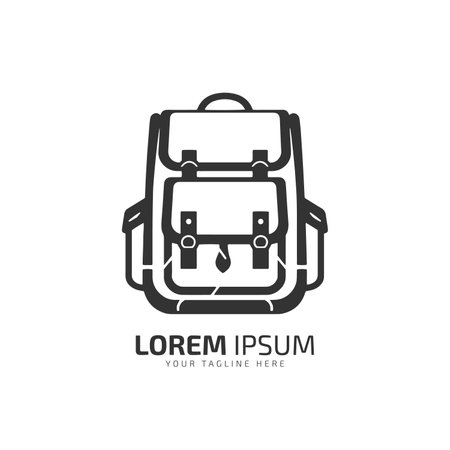 Minimal and abstract logo of bag vector bag icon school bag silhouette isolated template design on white backgroundのイラスト素材