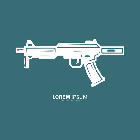 Minimal and abstract logo of gun vector pistol icon weapon silhouette isolated designのイラスト素材
