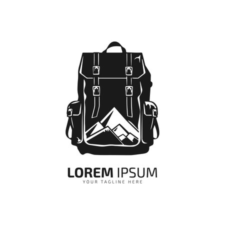 Minimal and abstract logo of bag vector bag icon school bag silhouette isolated template design black bagのイラスト素材