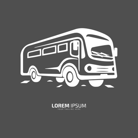 Minimal and abstract logo of bus vector school bus icon student bus silhouette isolated template design white busのイラスト素材