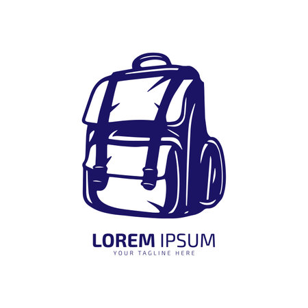 Minimal and abstract logo of bag vector bag icon school bag silhouette isolated template design blue bagのイラスト素材