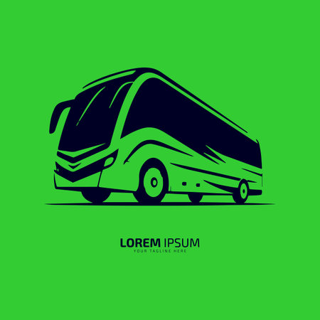 Minimal and abstract logo of bus vector school bus icon student bus silhouette isolated template design down and side viewのイラスト素材