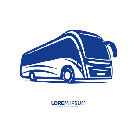 Minimal and abstract logo of bus vector school bus icon student bus silhouette isolated template design blue busのイラスト素材