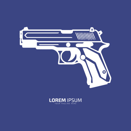 Minimal and abstract logo of gun vector pistol icon weapon silhouette designのイラスト素材