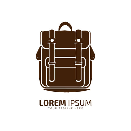 Minimal and abstract logo of bag vector bag icon school bag silhouette isolated template design brown bagのイラスト素材