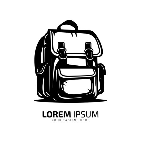 Minimal and abstract logo of bag vector bag icon school bag silhouette isolated template designのイラスト素材