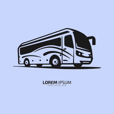 Minimal and abstract logo of bus vector school bus icon student bus silhouette isolated template design on light backgroundのイラスト素材