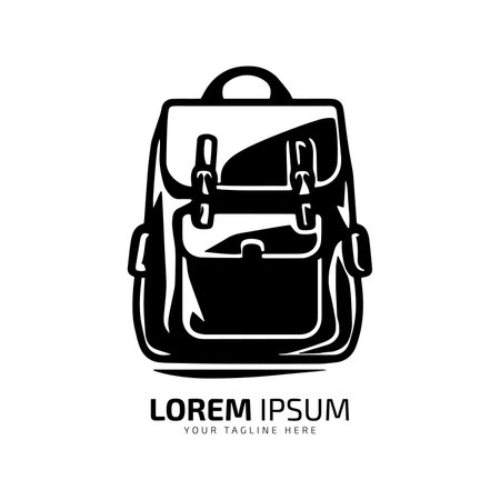 Minimal and abstract logo of bag vector bag icon school bag silhouette isolated templateのイラスト素材