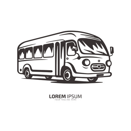 Minimal and abstract logo of bus vector school bus icon student bus silhouette isolated template old designのイラスト素材