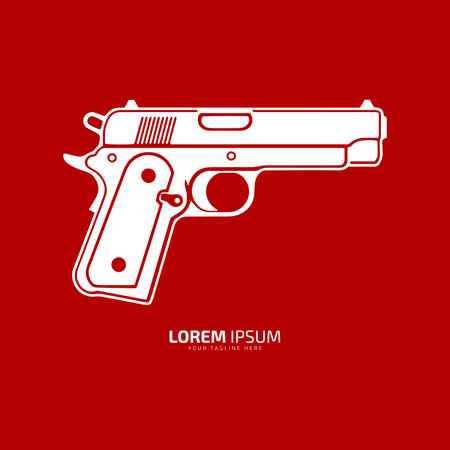 Minimal and abstract logo of gun vector pistol icon weapon silhouette template designのイラスト素材