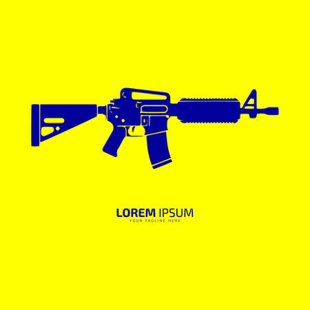 Minimal and abstract logo of gun vector pistol icon weapon silhouette isolated template designのイラスト素材