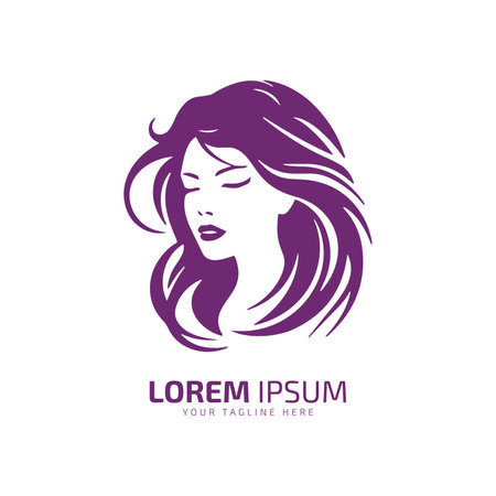 Minimal and abstract logo of lady vector girl icon woman silhouette female isolated template design dark purple girlのイラスト素材