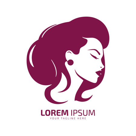 Minimal and abstract logo of lady vector girl icon woman silhouette female isolated template design pink girlのイラスト素材