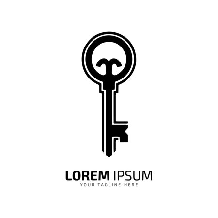 Minimal and abstract logo of key vector key icon home key silhouette isolated template designのイラスト素材