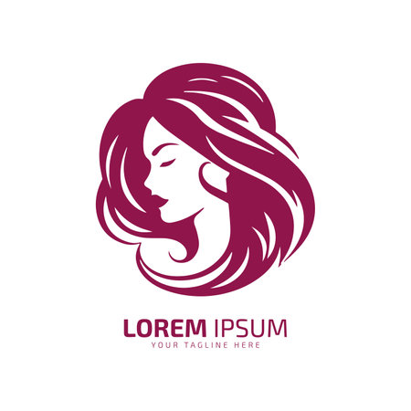 Minimal and abstract logo of lady vector girl icon woman silhouette female isolated template design light purple womanのイラスト素材