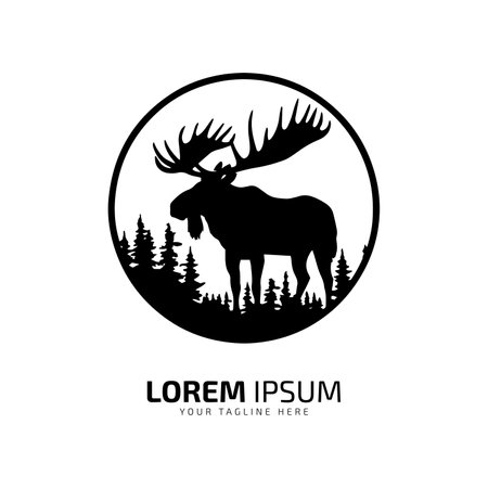 Minimal and abstract logo of moose vector elk icon fur silhouette isolated templateのイラスト素材