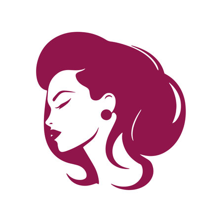 Minimal and abstract logo of lady vector girl icon woman silhouette female isolated template design beautiful and prettyのイラスト素材