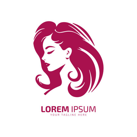 Minimal and abstract logo of lady vector girl icon woman silhouette female isolated template design pink womanのイラスト素材