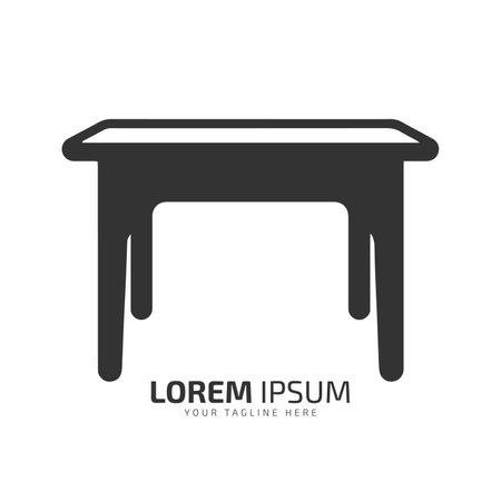 Minimal and abstract logo of table vector desk icon computer table silhouette isolated template design best sketchのイラスト素材