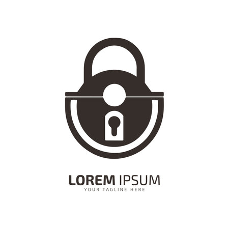 Minimal and abstract logo of lock vector lock icon home lock silhouette isolated template designのイラスト素材