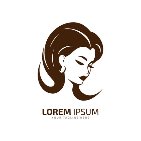 Minimal and abstract logo of lady vector girl icon woman silhouette female isolated template design brown girlのイラスト素材