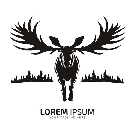 Minimal and abstract logo of moose vector elk icon fur silhouette isolated template design moose sketchのイラスト素材