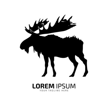 Minimal and abstract logo of moose vector elk icon fur silhouette template designのイラスト素材