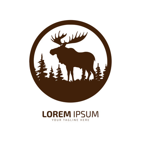 Minimal and abstract logo of moose vector elk icon fur silhouetteのイラスト素材