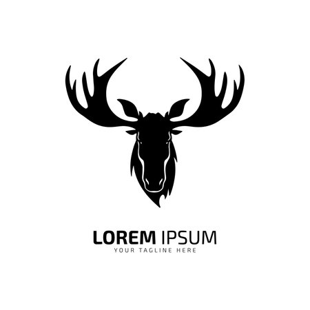 Minimal and abstract logo of moose vector elk icon fur silhouette isolated template design head of mooseのイラスト素材