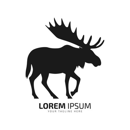 Minimal and abstract logo of moose vector elk icon fur silhouette isolated template simple designのイラスト素材