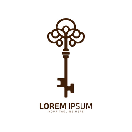 Minimal and abstract logo of key vector key icon home key silhouette isolated template design best and old keyのイラスト素材