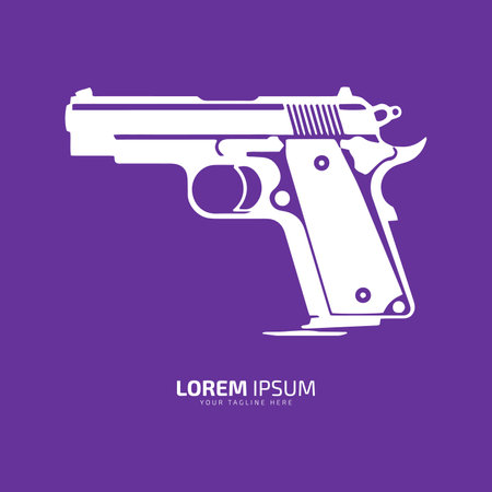 Minimal logo of gun vector pistol icon weapon silhouette isolated template designのイラスト素材