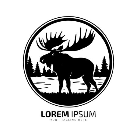 Minimal and abstract logo of moose vector elk icon fur isolated template designのイラスト素材