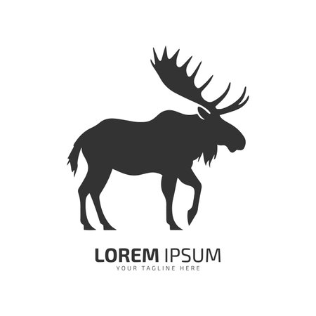 Minimal and abstract logo of moose vector elk icon fur silhouette isolated template design side viewのイラスト素材