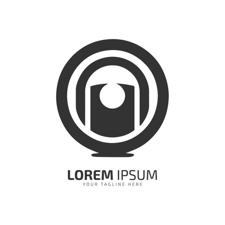 Minimal and abstract logo of lock vector lock icon door lock silhouette isolated template designのイラスト素材