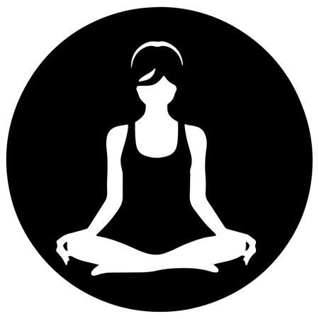 Abstract Lady Profile Minimalistic Vector yoga exercises pose logo icon silhouette vector isolated designのイラスト素材