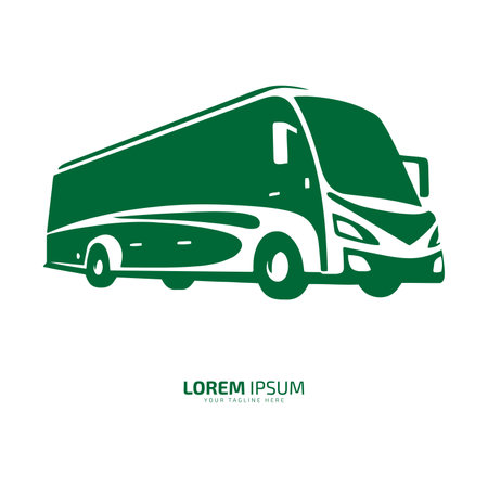 Bus logo school bus icon silhouette vector isolated design green busのイラスト素材