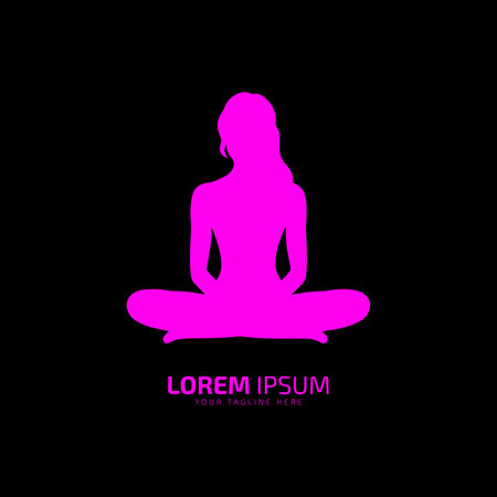 Elegant Female Silhouette Vector Icon Design yoga exercise logo icon silhouette vector isolated designのイラスト素材