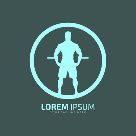 gym logo strong man icon fitness silhouette vector isolated design with stickのイラスト素材
