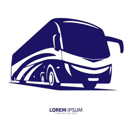 Bus logo school bus icon silhouette vector isolated design blue busのイラスト素材