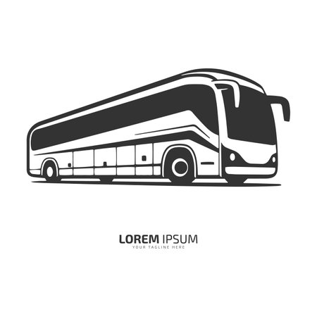 Bus logo school bus icon silhouette vector isolated design light black backgroundのイラスト素材