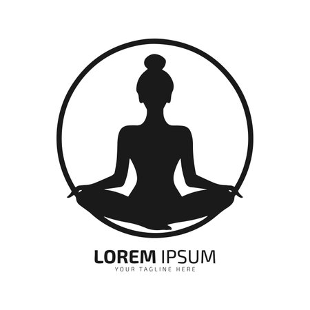 Abstract Portrait of a Lady Icon Design yoga in circle logo icon silhouette vector isolated designのイラスト素材