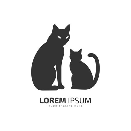 minimal and abstract cat logo kitten icon dog silhouette vector isolated design templateのイラスト素材