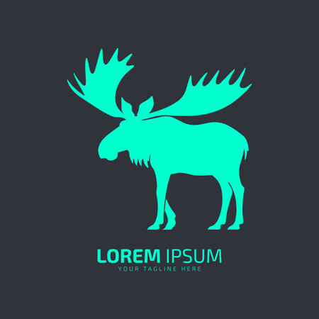 moose logo fur icon deer silhouette vector isolated design light blue logoのイラスト素材