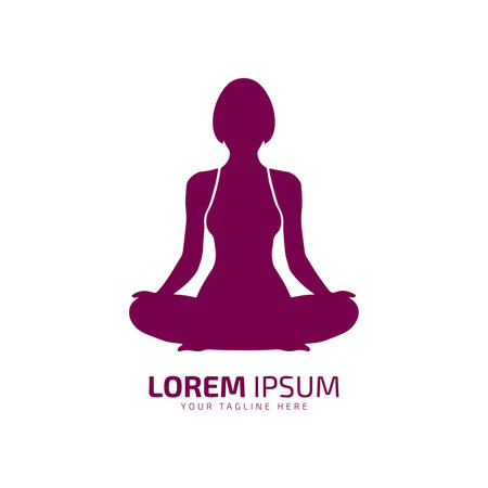 Simplistic Female Silhouette Icon Design yoga logo icon silhouette vector isolated designのイラスト素材