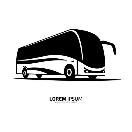 Bus logo school bus icon silhouette vector isolated design dark black busのイラスト素材