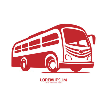 Bus logo school bus icon silhouette vector isolated design red busのイラスト素材